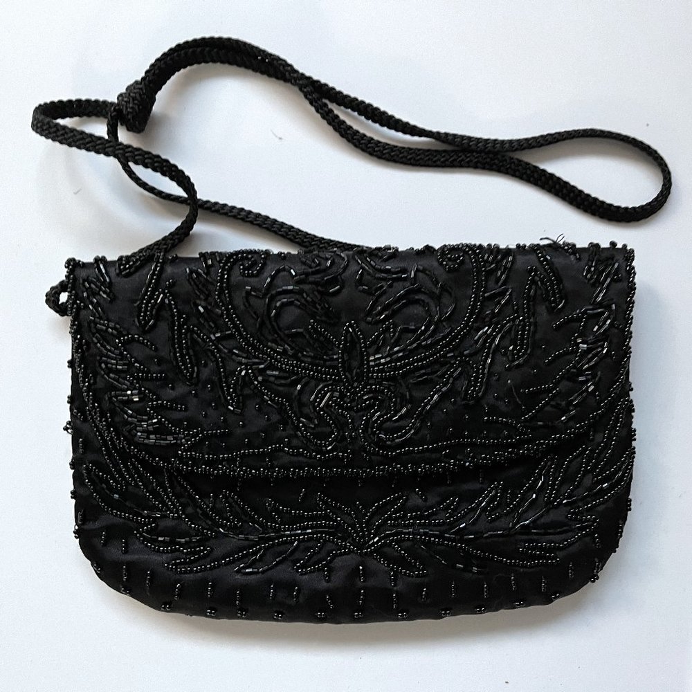 Beaded Dressy Clutch Purse Black